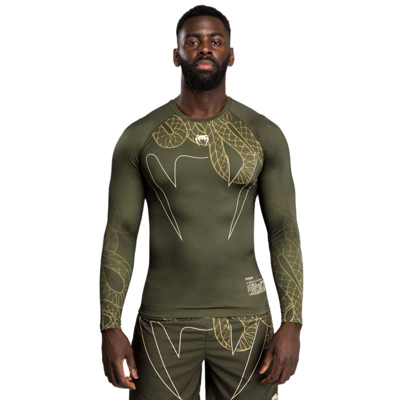 Venum Rashguard Serpenti Long Sleeve, Khaki/Bronze/Ivory 